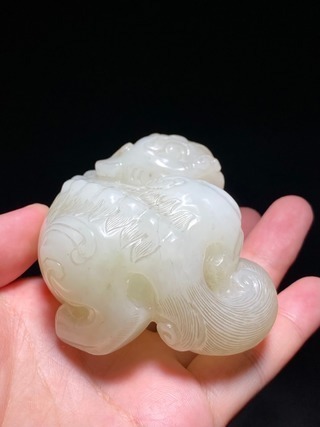 白玉!清 和田籽玉 脂白玉 独角兽