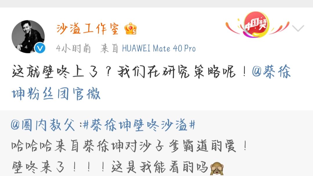 沙溢和蔡徐坤粉丝的拉扯，问考虑到对方感受没有，沙子爹网速好快