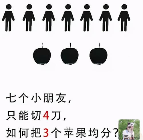 引热议|小学数学题引热议，“7个人分3个苹果，只能切4刀”，该咋分？