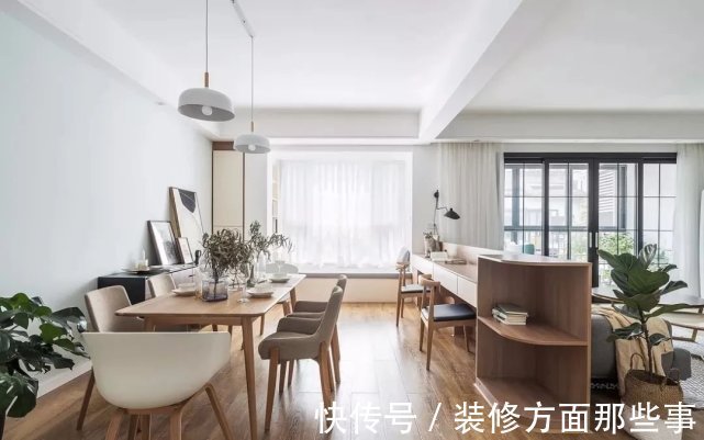 书桌|128㎡北欧四居室,横厅布局,你以为中间是隔断,结果是书桌