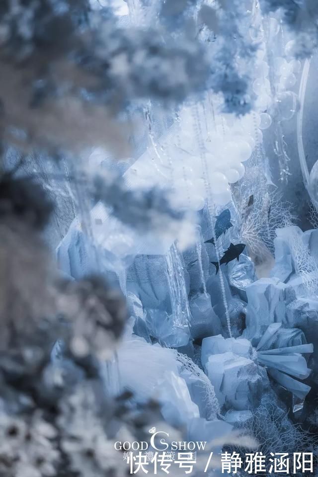 海洋风|梦幻美人鱼主题婚礼,雾霾蓝和白色的海洋风现场