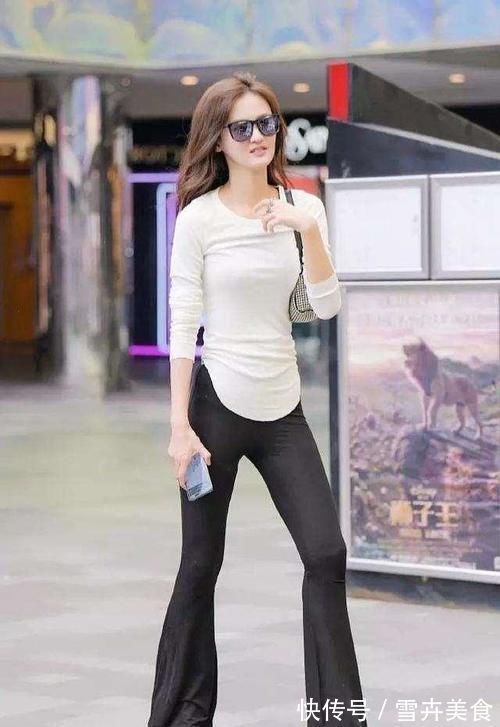 喇叭裤 打底裤款式多样，搭配风格更是形形色色，时尚女生展现外在美