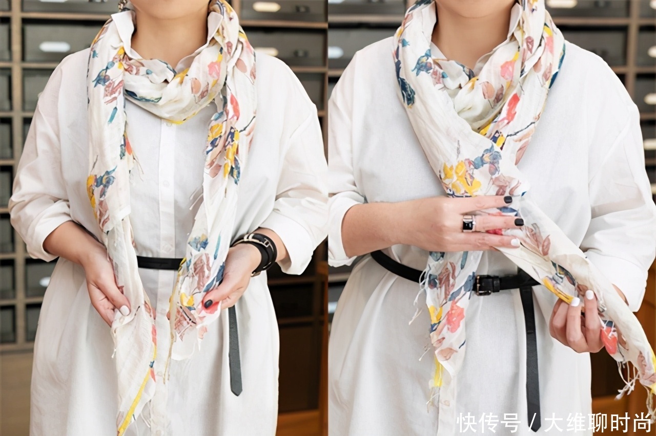 春季围巾如何戴才能有别于冬天？日网教你的方法，时髦显脸小