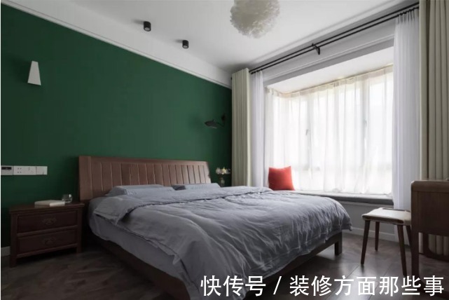 谷仓门|77平北欧风两室设计,蓝色墙面过渡+黄色的古仓门这配色很时尚