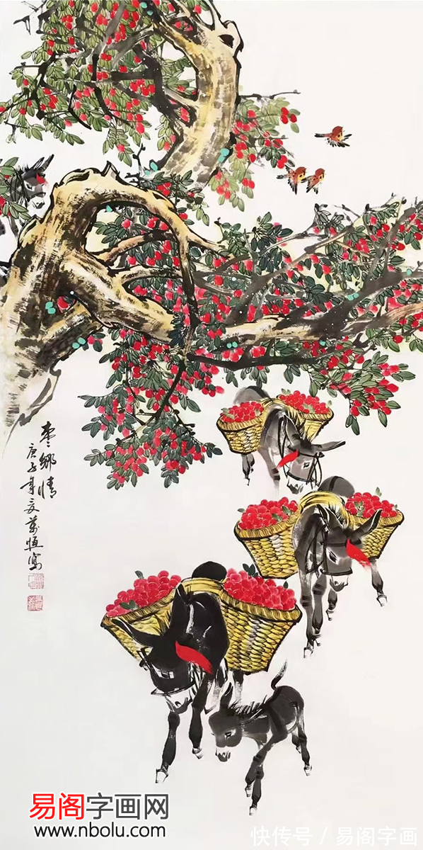 字画#画家王万恒 擅长画毛驴的画家 他画的毛驴臻于化境