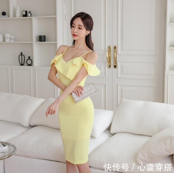 吊肩裙|女神孙允珠时尚搭配：暮春曦光鲜亮丽优雅曼波吊肩裙