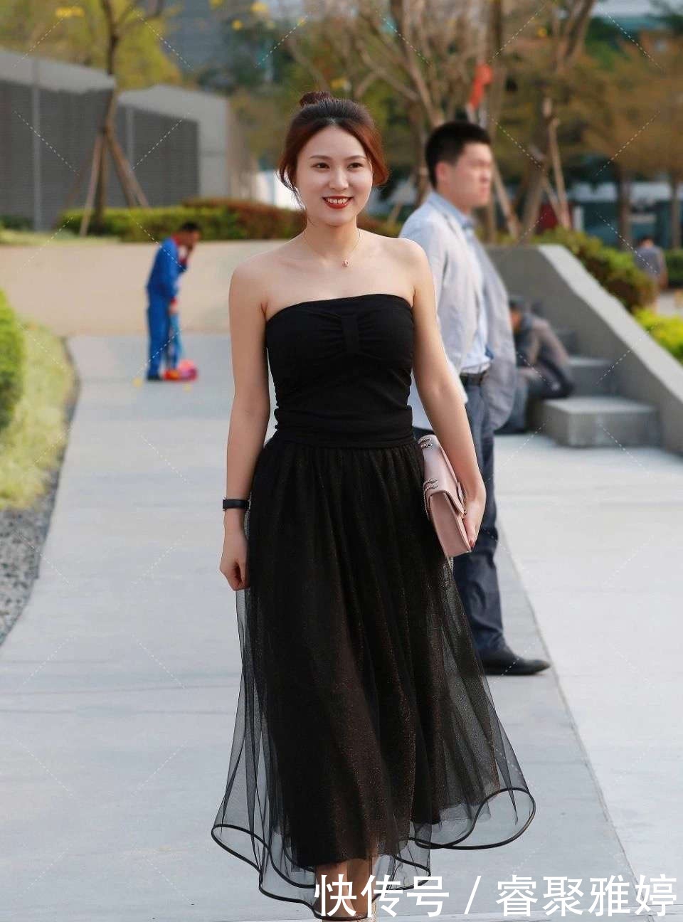 仙气|气质型美女,穿搭黑色网纱裙,仙气十足,美丽优雅