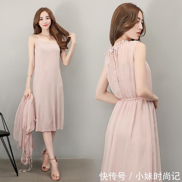 印花|唯美雪纺连衣裙，配上一双高跟凉鞋，今夏，尽显青春潮流范