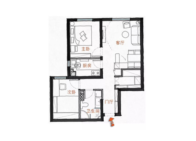 二居室|70平现代风二居室巧妙设计,小户型也有大宅的感觉