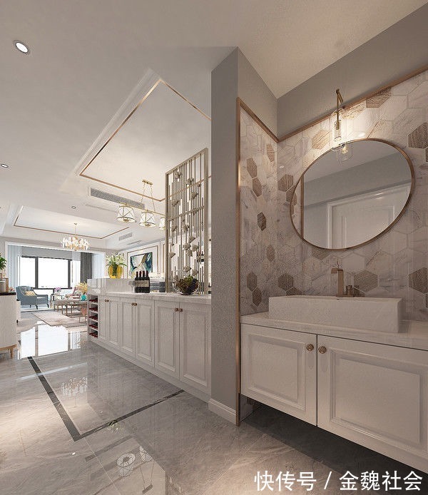 餐厅|四口之家的现代轻奢风装修,餐厅是家里面的亮点,入户感觉很惊艳