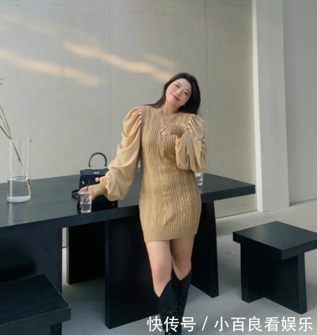 冬天穿裙子冷?不试试“针织裙+长管靴”这样穿,都不知道多时髦