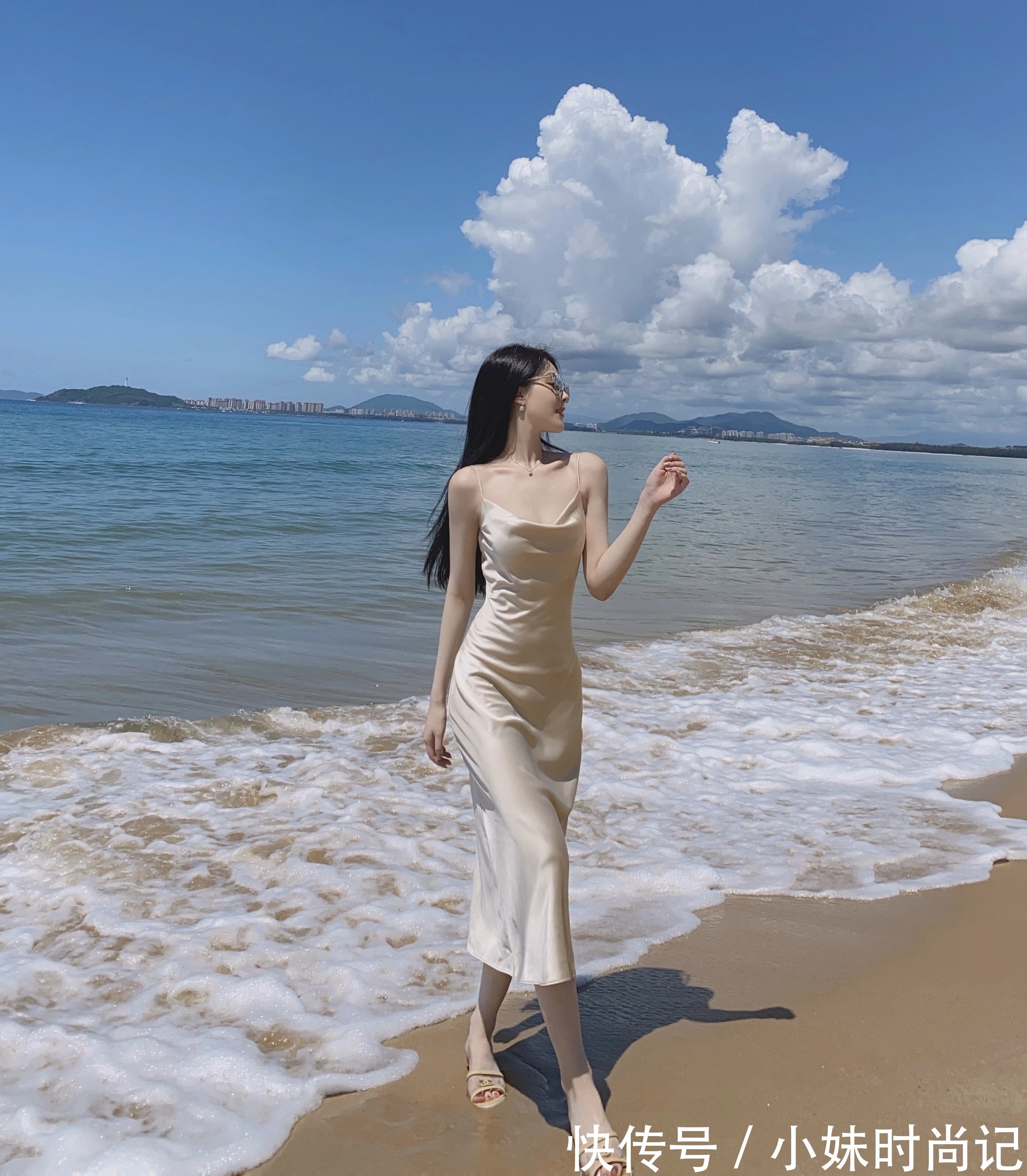 肩带|法式荡领吊带连衣裙,穿出完美性感曲线