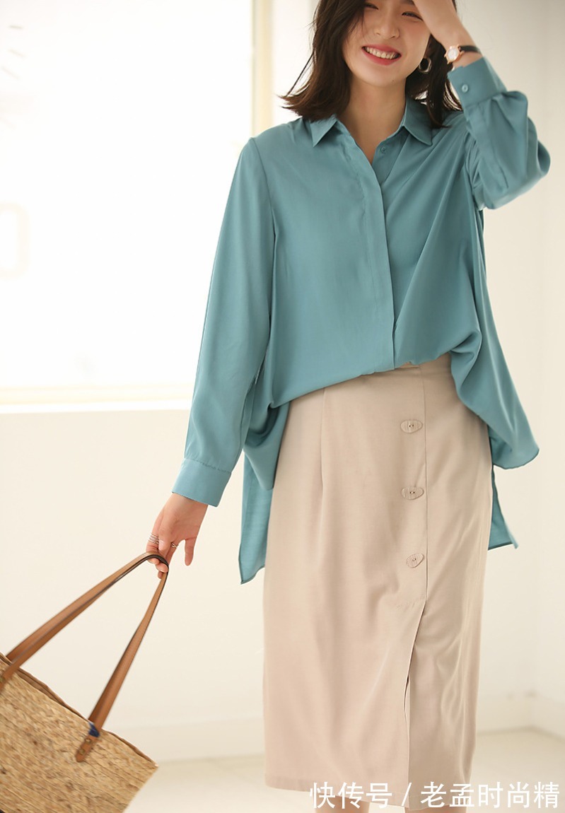 下摆|富有设计感的衬衫,前短后长不规则下摆显层次感