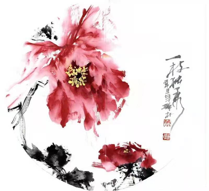 牡丹#画面溢花香，沁心扉，当代著名画家肖瑞权国画牡丹作品欣赏