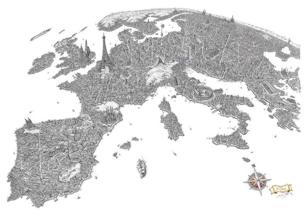 英国小伙用针管笔画出了最美中国地图,独一无二的中国风