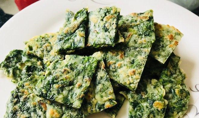 家常早餐菜谱，茼蒿小饼，简单美味营养，吃不够，适合早餐