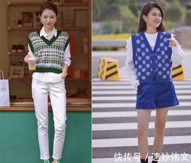 气质 秋天不一定要穿风衣才高级,今年流行“针织衫+衬衫”,气质优雅