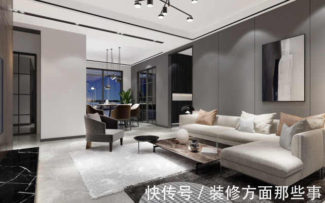 气韵|125平以素雅的灰色调为主,通过黑白色加持,低调沉静成为主流