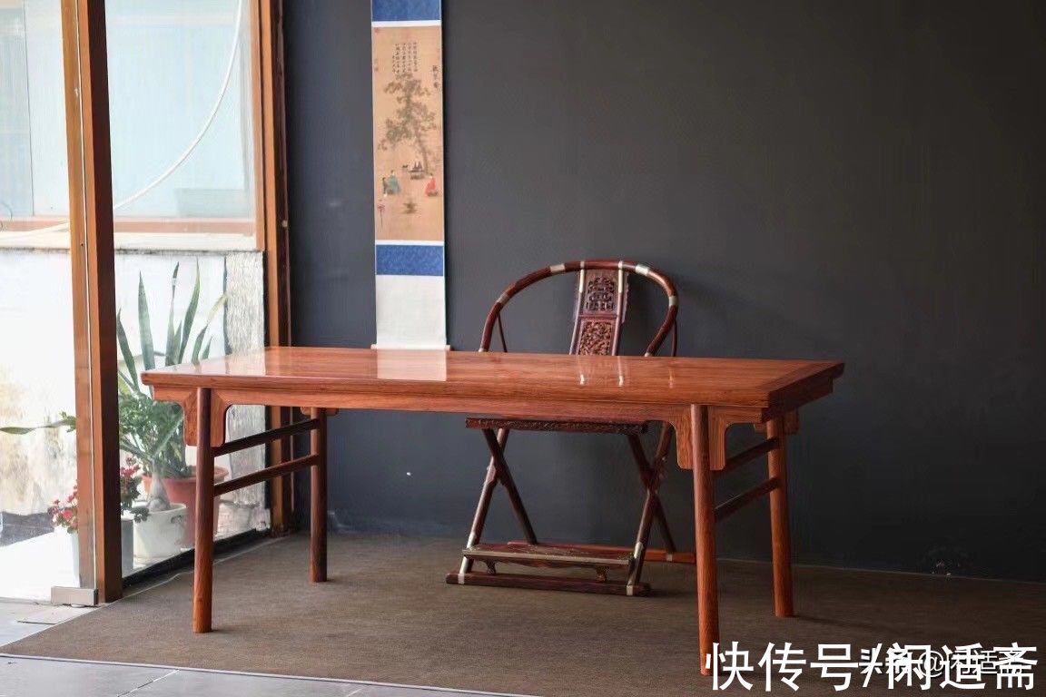 明式家具&文房家具珍藏，黄花梨夹头榫刀牙板，2米大画案