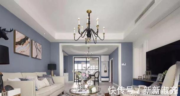色调|130平四房轻奢美式风,黑色+蓝色+金色,优雅与浪漫并存