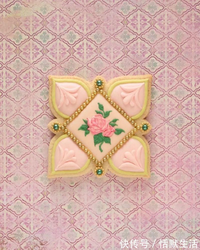 饼干|美到舍不得吃!甜品师手作花砖饼干,救救老夫的少女心!