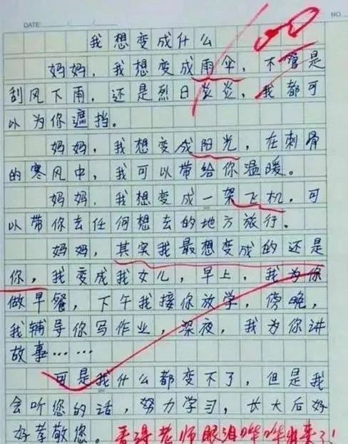 老师|一小学生作文内容感人，字迹也优美，老师：被感动得流泪了！