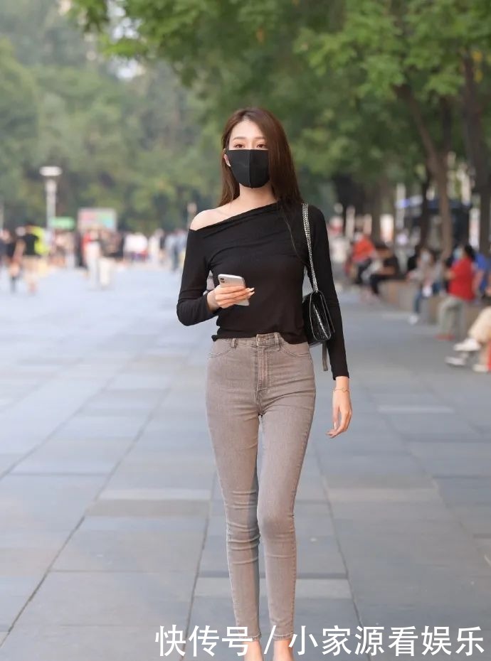 长发|街拍:牛仔长裤长发美女