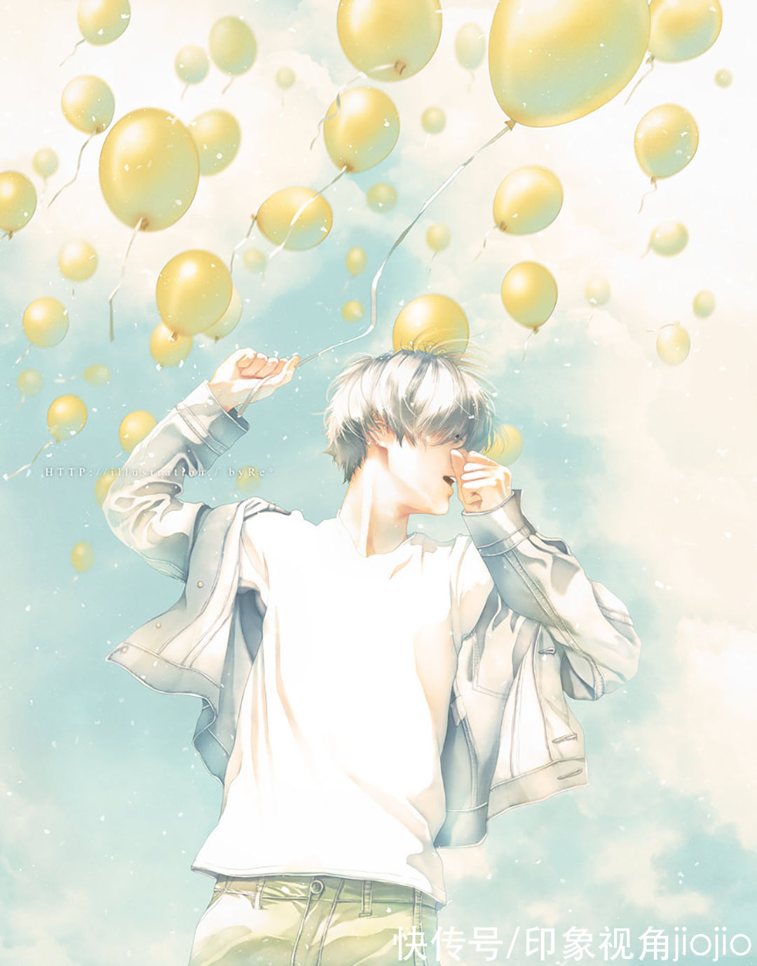 光影！光影中的美少年插画，淡淡的色彩表达颇具美感