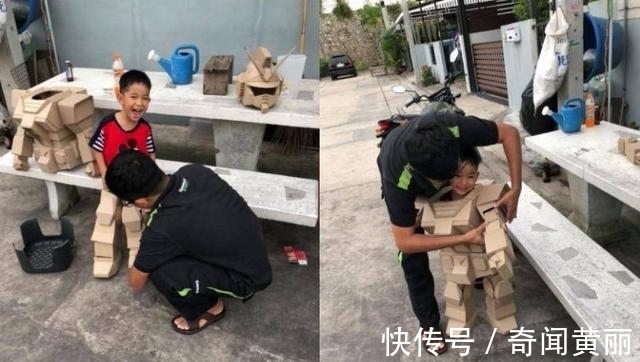 钢弹|暖爸用纸箱为四岁儿子打造13公斤纸壳盔甲玩具,全世界只有1套