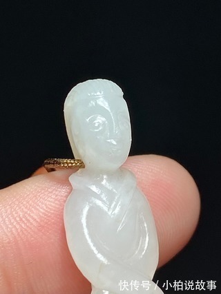 挂件!明以前 熟坑 和田玉籽料 羊脂白玉 玉人 挂件