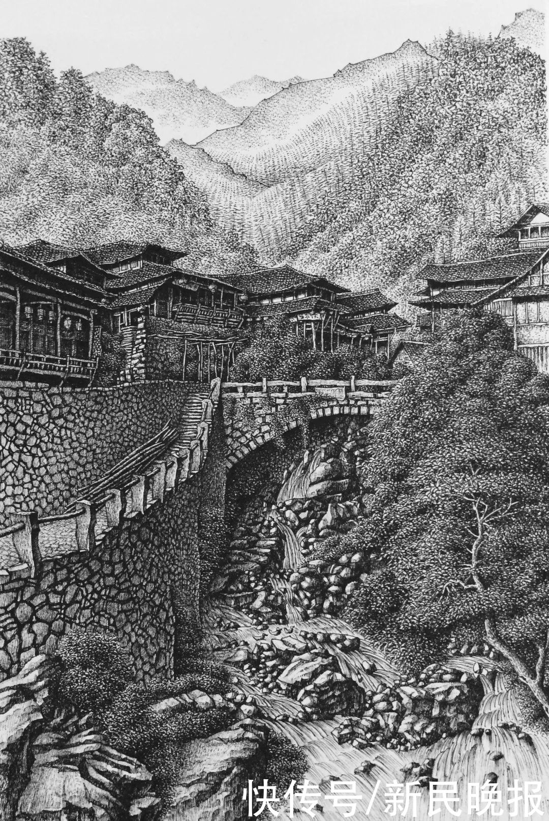 金汇|惊艳！钢笔画里的上海水乡