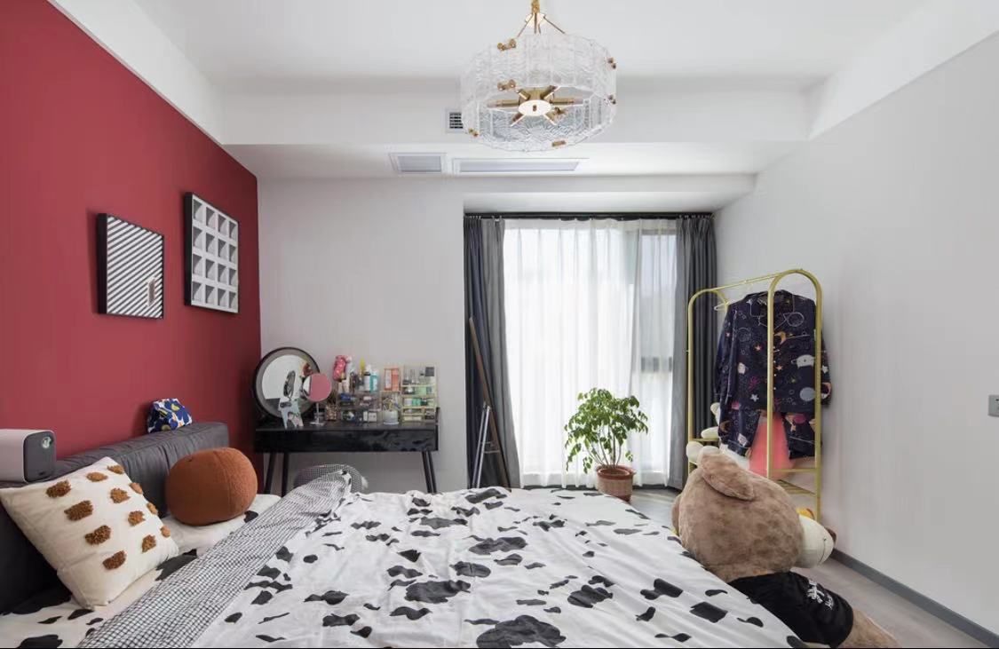 撞色|98㎡现代风格的撞色空间