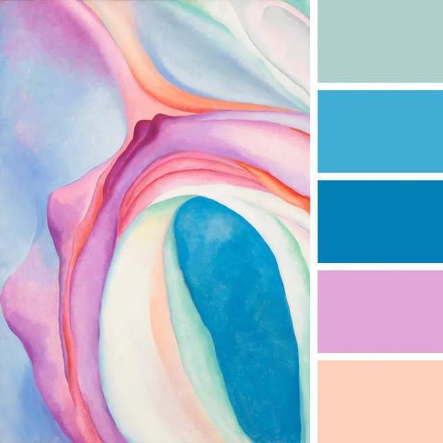 奥基夫|使用自然灵感调色板的 4 位大师级艺术家:莫奈、梵高、弗兰肯塔勒、奥基夫!