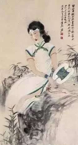 张大千绘制|国画里的旗袍