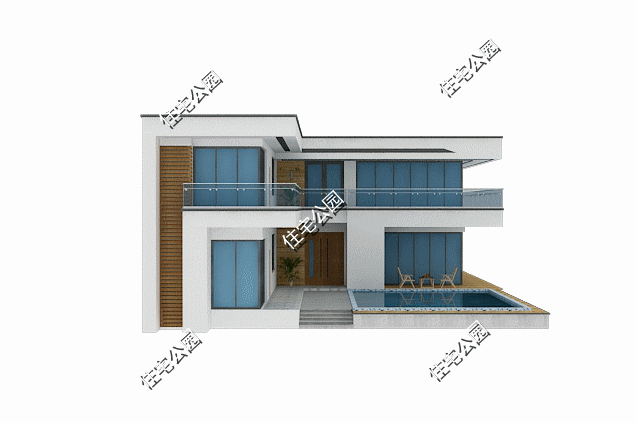 棋牌室|农村新家这样设计，泳池、露台全齐了，13×19米高品质现代别墅