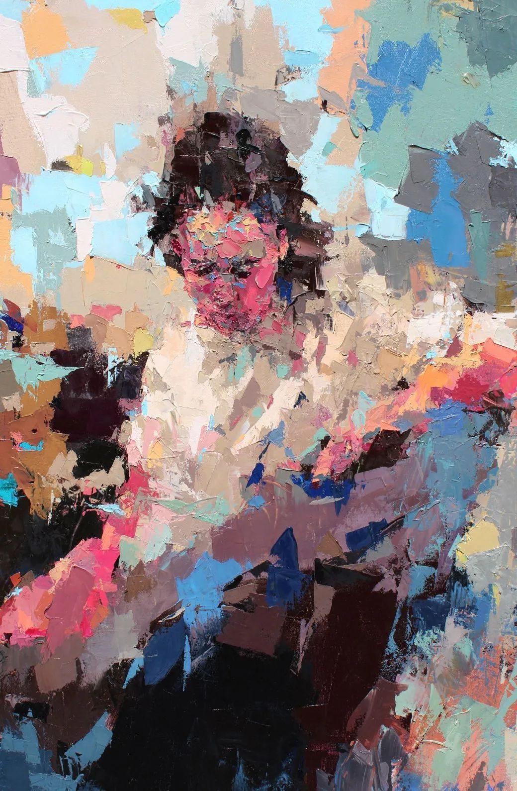 纹理&他将杂碎的色块,厚重的纹理,融于画中的人物