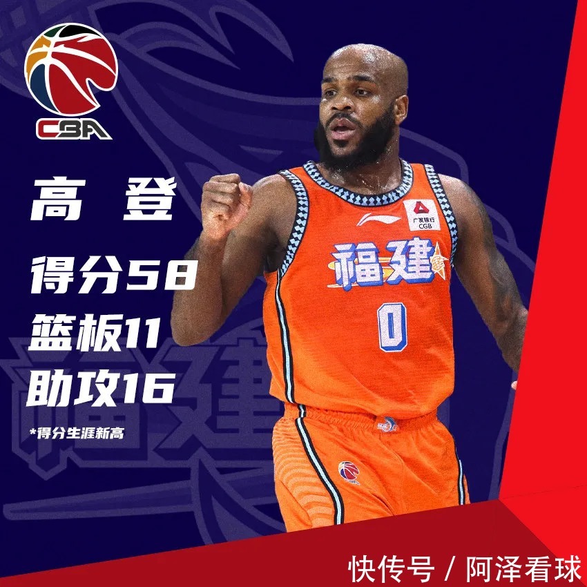 张永鹏|福建男篮高登58分超级三双,广东新援首秀28分,惊艳表现无缝衔接