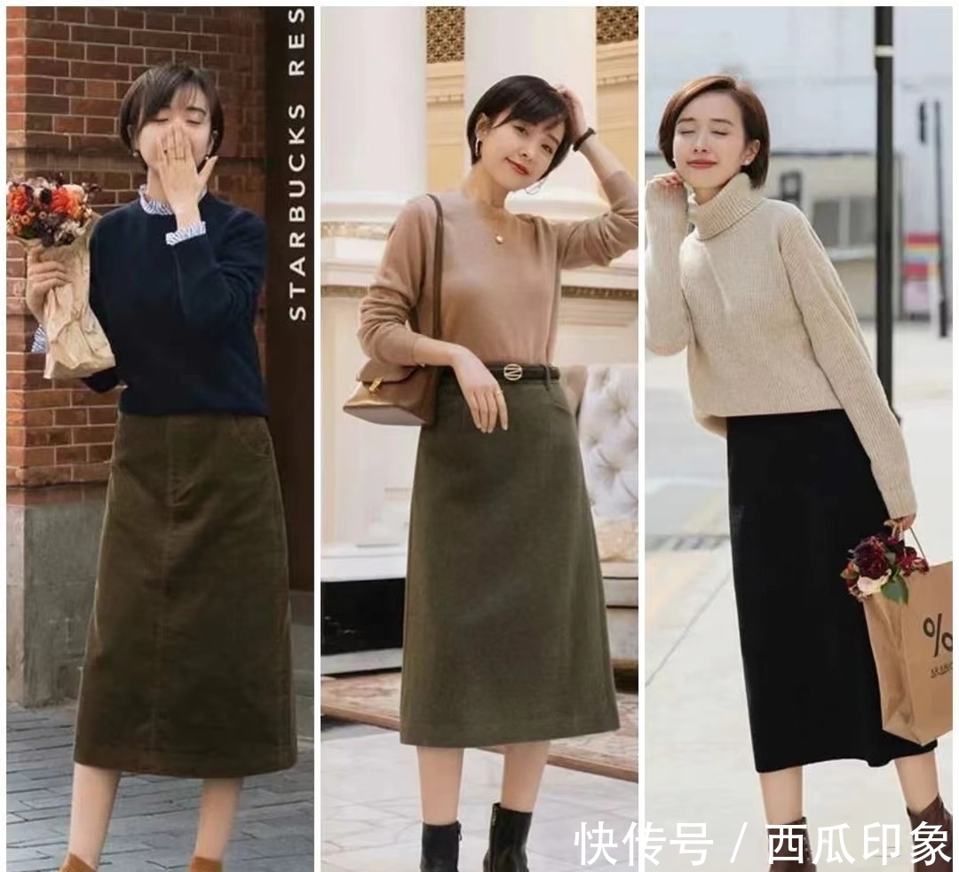 直筒裙 18组针织衫穿搭,属于早春节的美好,温柔女人都爱穿,真挺美