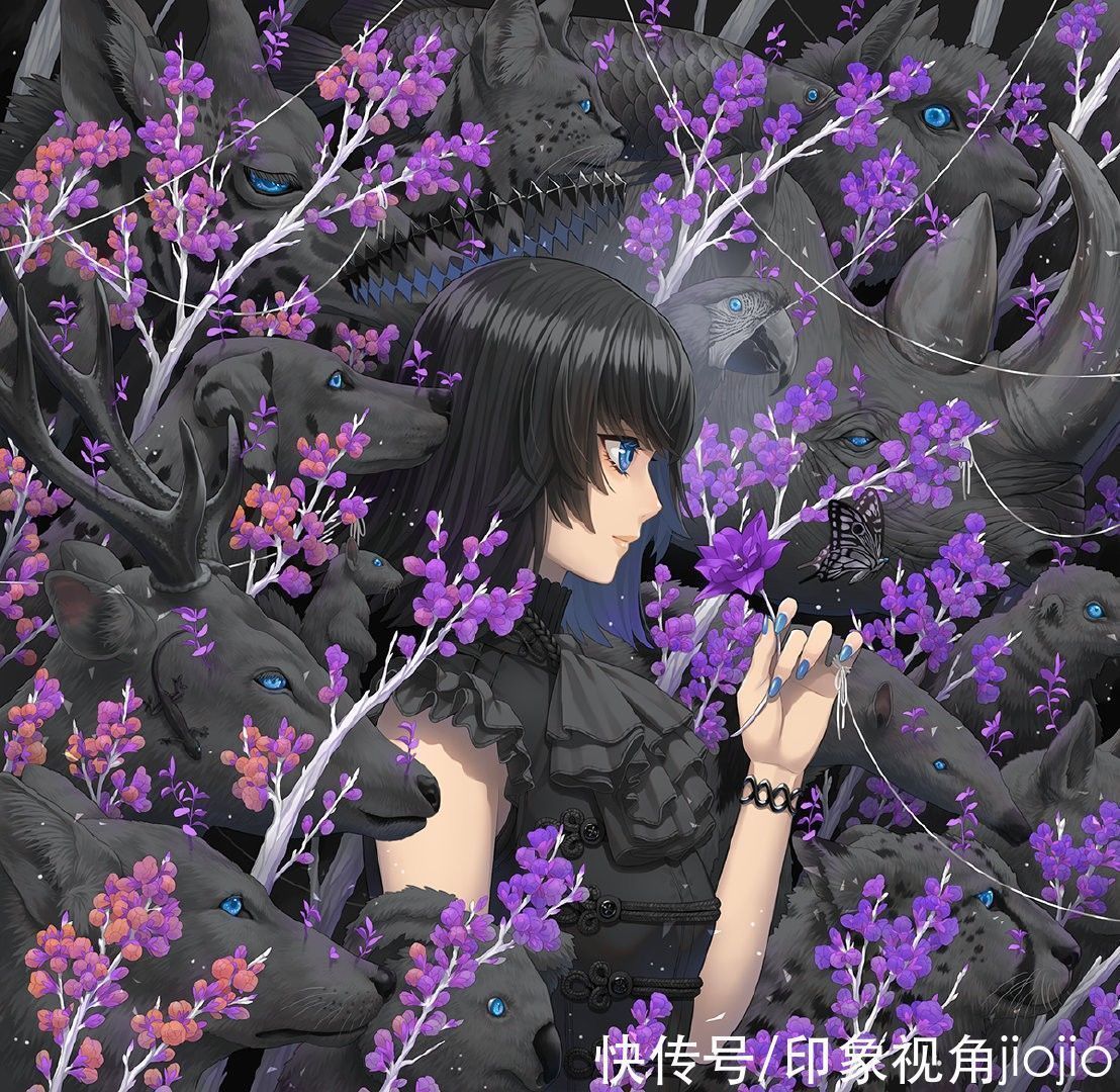 jiojio|五彩斑斓的白色系插画，霸气的画风，细节满满