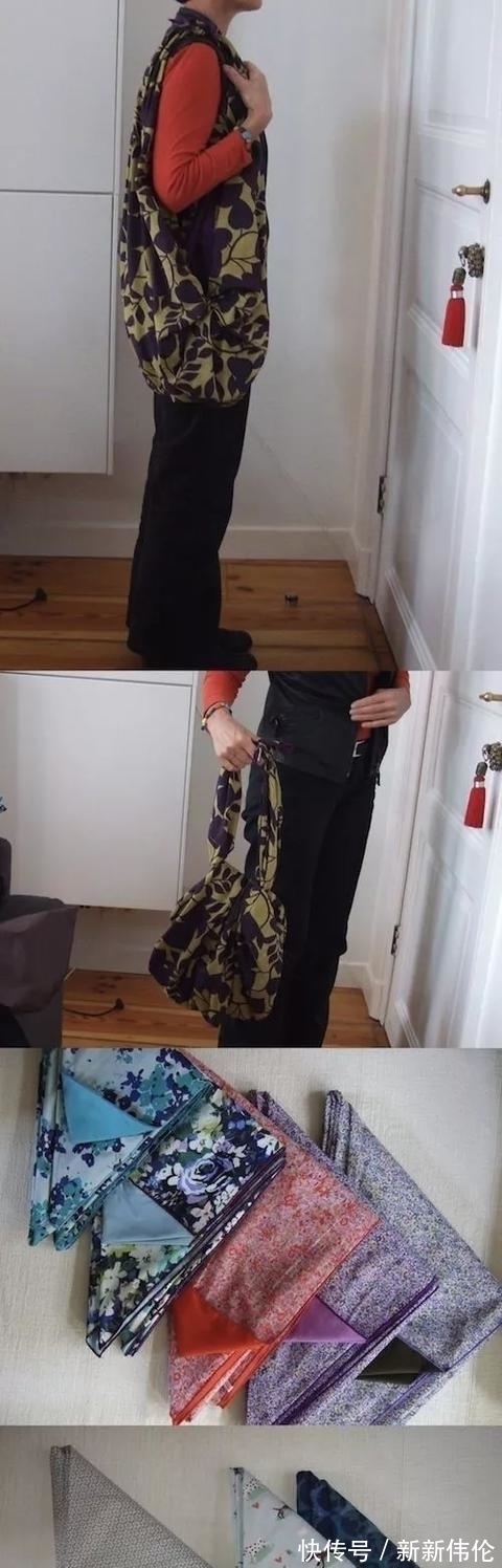 收纳|一块布打两个结,变身大容量高颜值收纳包,几十种折法好强大