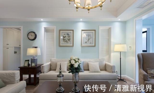 三居室|160㎡清新蓝绿的美式装修,温馨三居室,是家的感觉