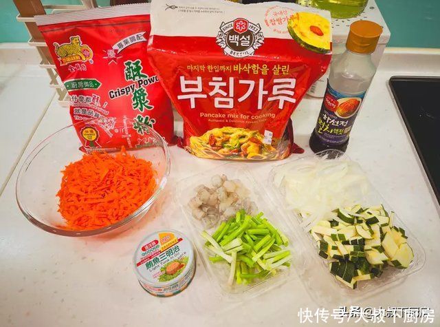 中筋面粉|韩国小吃在家做，大叔教你韩式煎饼，金黄焦脆，口味百变，超美味