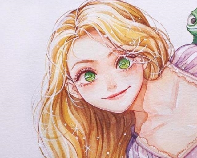 风格|迪士尼公主的水彩风格,爱丽丝过于可爱,艾莎女王范十足