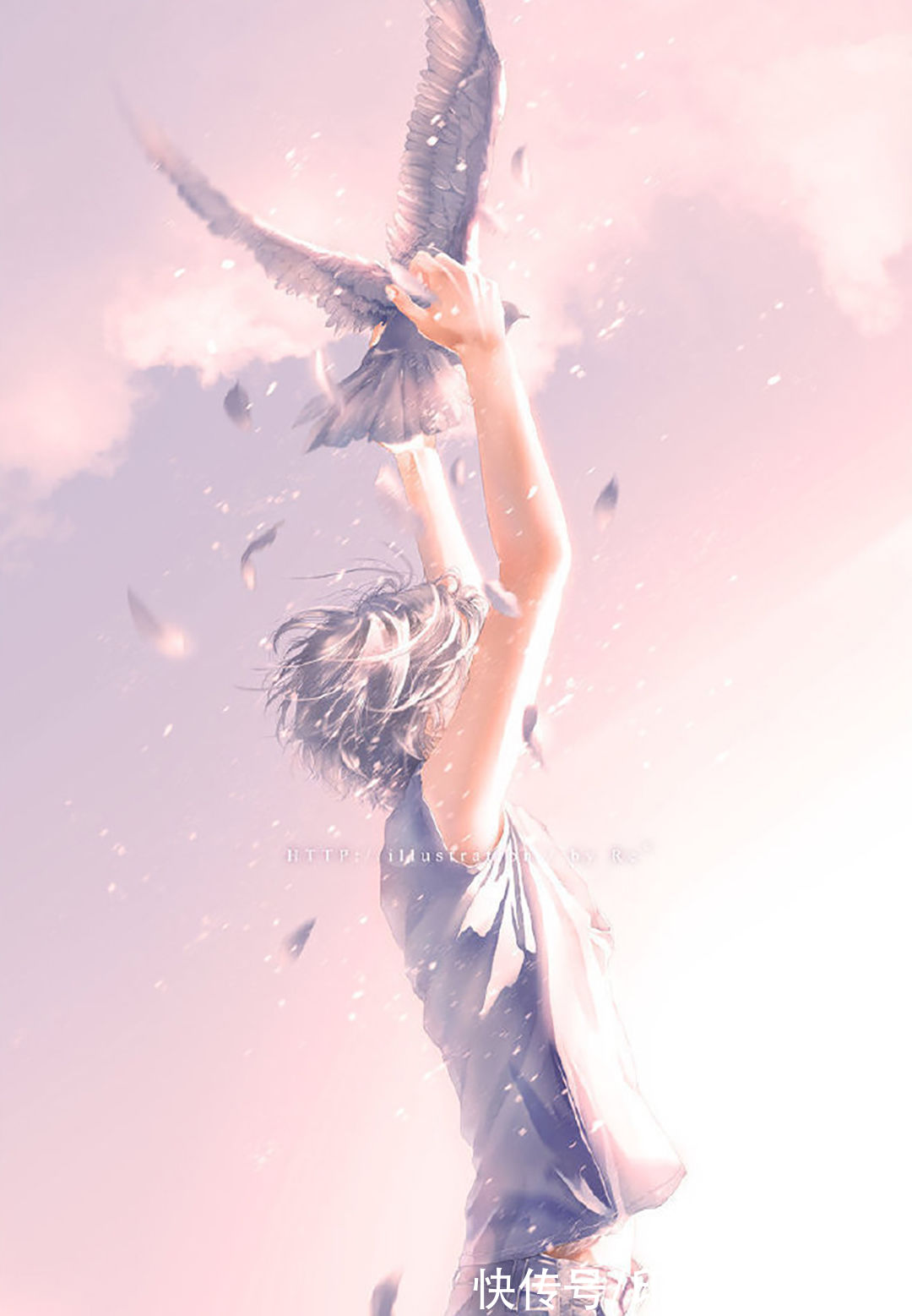 光影！光影中的美少年插画，淡淡的色彩表达颇具美感