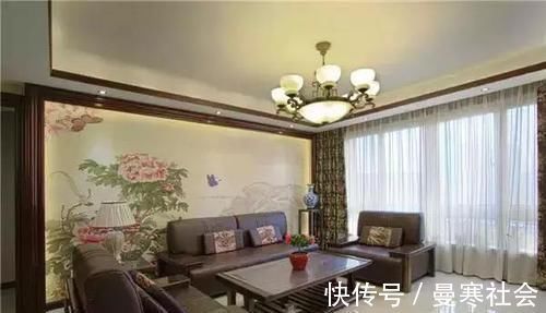 新中式|140平新中式大宅,好喜欢牡丹花画背景墙,雍容富贵,沉稳大气