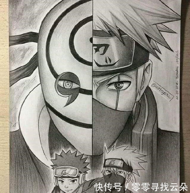 带土|大佬用一支铅笔征服无数漫迷,手绘《火影忍者》拼贴图,超炫酷!