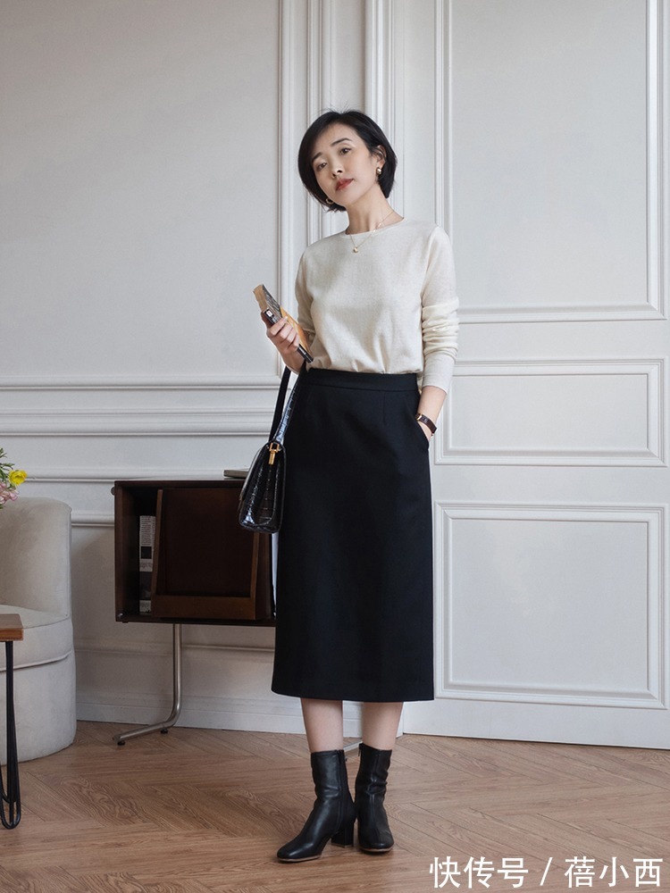 裙装 真正有气质的女人,春季都穿针织衫,搭配半身裙高级又优雅
