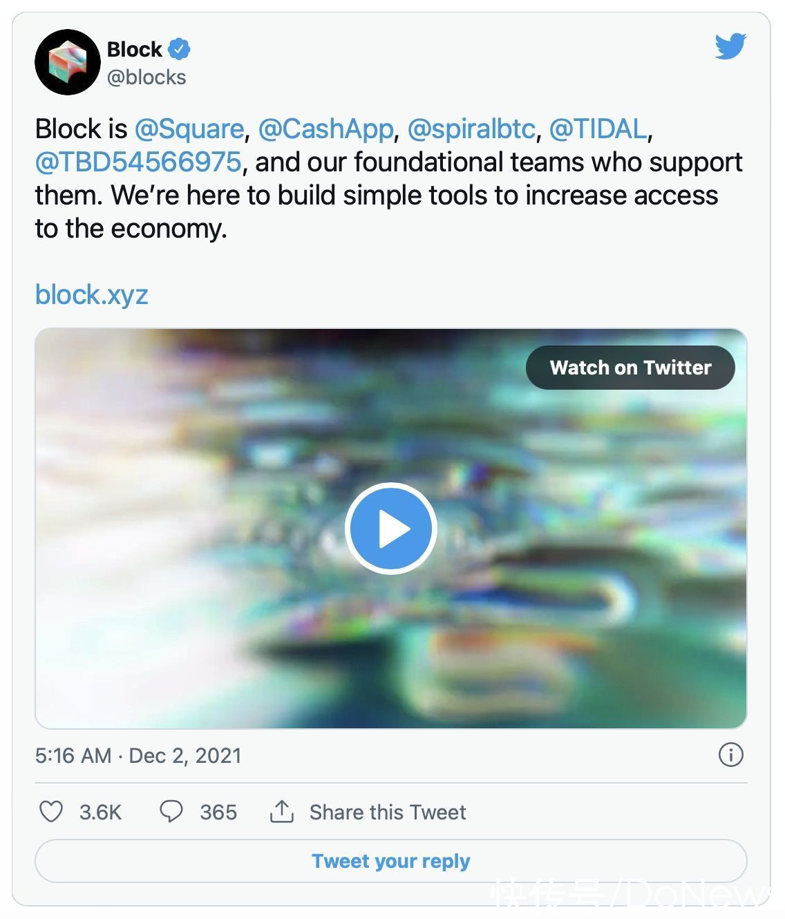 sq|Jack Dorsey 的 Square 公司将更名为 Block