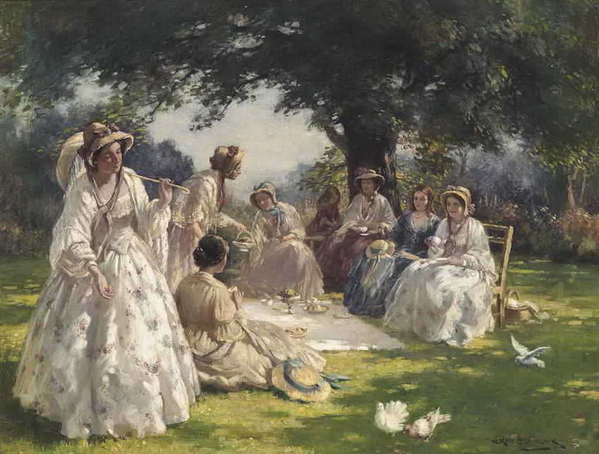 洛克#英国画家威廉·凯·布莱克洛克自然视野和乡村生活的女性人物油画作品欣赏