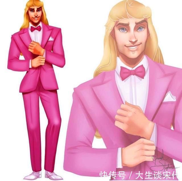 迪士尼公主|当迪士尼公主“性转”后,美人鱼变肌肉男,爱洛化身粉色系大叔